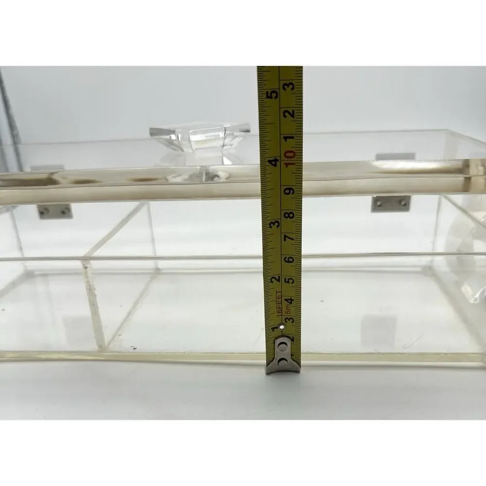 Vintage Lucite Acrylic Jewelry Box Divided Jewelry Organizer Heavy MCM